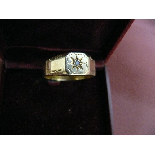 25 - A SOLID 9ct GOLD WITH NICE DIAMOND ABOUT .44ct SIZE Z+ WEIGHT 6.08GR