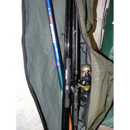 257 - A CORMORAN ROD BAG WITH AP CARP MAX 12FT 2 PIECE ROD WITH SHIMANO HYPERLOOP 4000RB BAITUNNER REEL AN... 