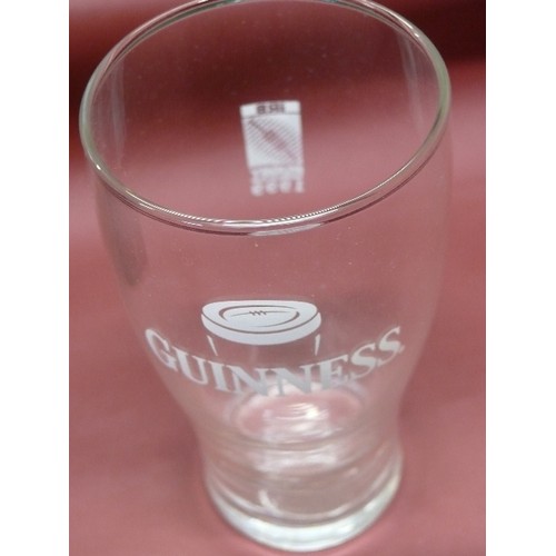 63 - A GUINNESS PINT GLASS FROM THE RUGBY WORLD CUP 1999 IN IT`S BOX-ALSO, A MAPPIN AND WEBB LIDDED JAM P... 