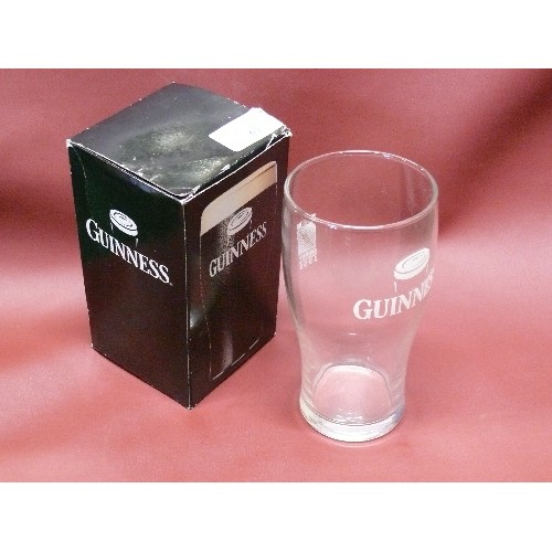 63 - A GUINNESS PINT GLASS FROM THE RUGBY WORLD CUP 1999 IN IT`S BOX-ALSO, A MAPPIN AND WEBB LIDDED JAM P... 