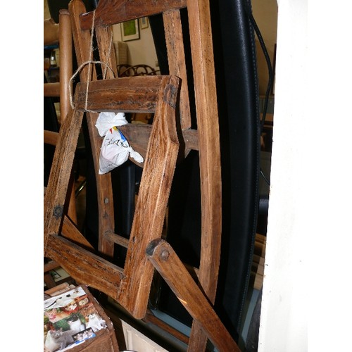 375 - VINTAGE EARLY 20TH CENTURY WOODEN CHAIR WITH AN ELM SEAT AND A FOLDING CHAIR A/F