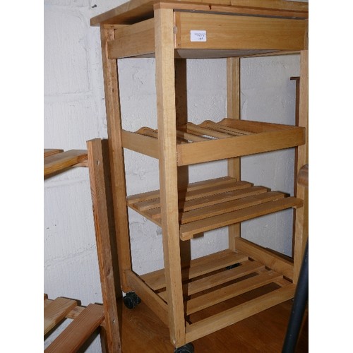 407 - SMALL WOODEN PORTABLE KITCHEN ISLAND/WINE RACK/STORAGE