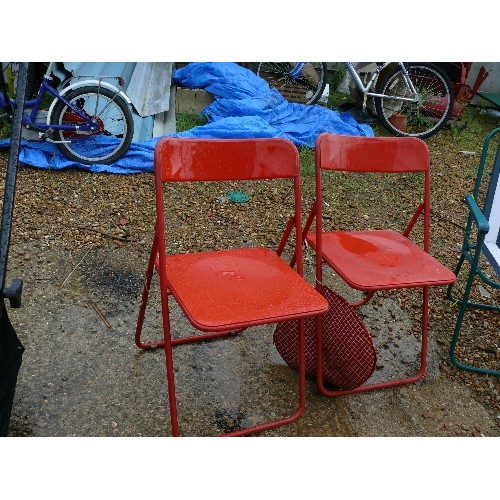 452 - PAIR OF RED GARDEN CHAIRS