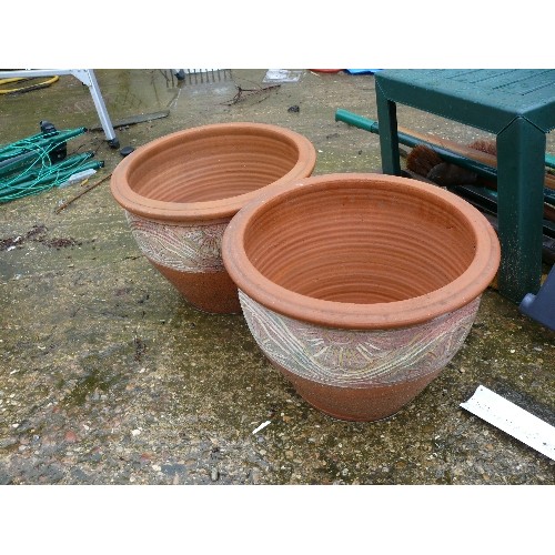 459 - PAIR OF MATCHING TERRACOTTA PLANTERS AND SEVERAL OTHERS