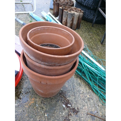 459 - PAIR OF MATCHING TERRACOTTA PLANTERS AND SEVERAL OTHERS