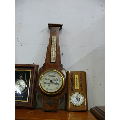 438 - SHORT AND MASON  MID CENTURY  BAROMETER AND A SMALLER BAROMETER