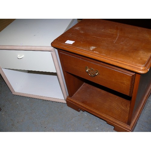 391 - MODERN REPRODUCTION BEDSIDE TABLE WITH DRAWER AND SHELF UNDER BY YOUNGER FURNITURE AND ONE OTHER IN ... 