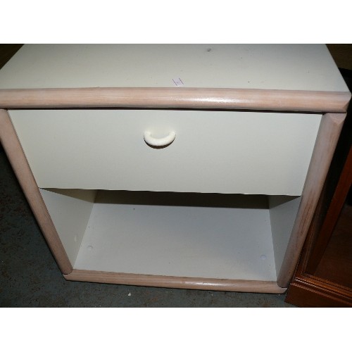 391 - MODERN REPRODUCTION BEDSIDE TABLE WITH DRAWER AND SHELF UNDER BY YOUNGER FURNITURE AND ONE OTHER IN ... 