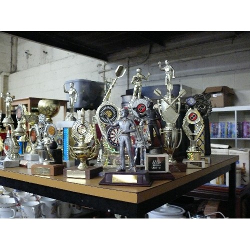 294 - A LARGE SELECTION OF VARIOUS DARTS AND DOMINOES TROPHIES