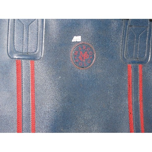 113 - MARCO POLO SMALL SUITCASE IN BLUE WITH A RED STRIPE