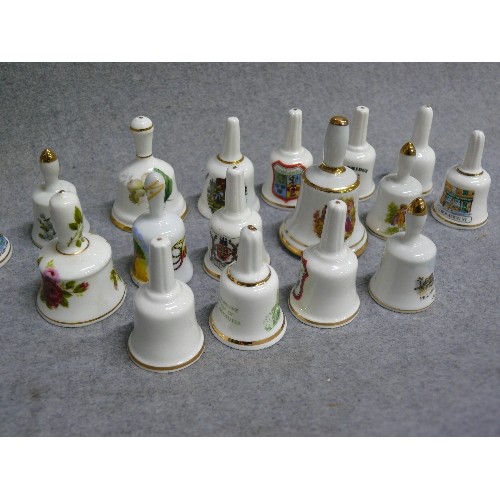 144A - A COLLECTION OF 20 CERAMIC BELLS (3 LARGE AND THE REST MINIATURE)