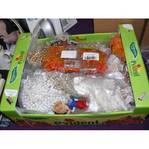 186 - BOX OF VARIOUS CRAFT ITEMS