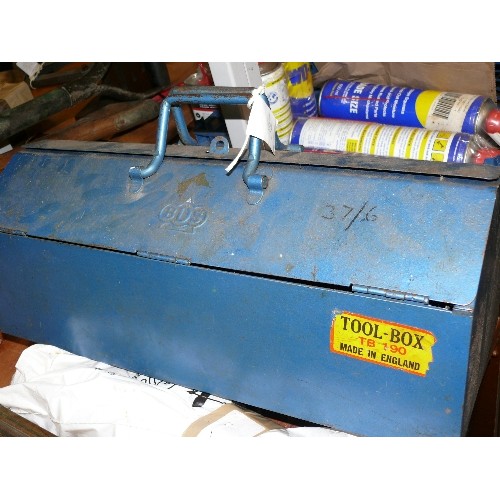 236 - BLUE METAL TOOL BOX WITH INNER TRAY