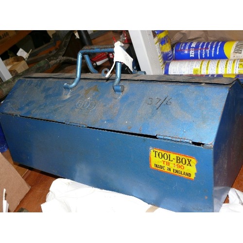 236 - BLUE METAL TOOL BOX WITH INNER TRAY