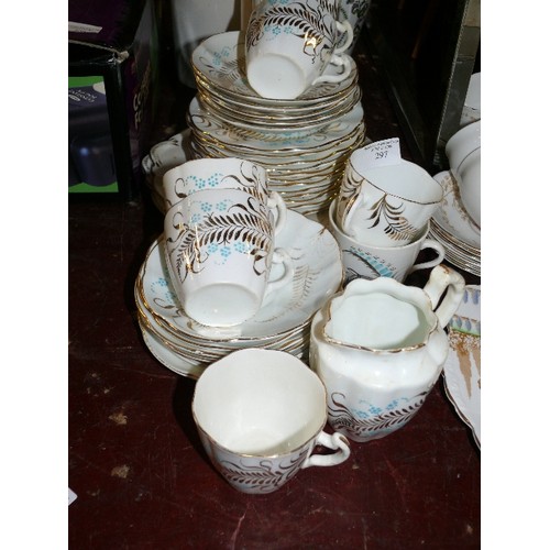 297 - A SELECTION OF FINE CHINA CUPS AND SAUCERS, 2 DIFFERENT SETS