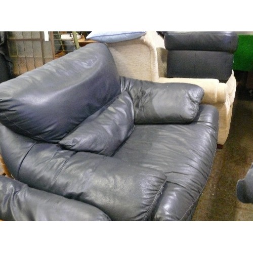 429 - 3 SEATER BLACK LEATHER SOFA AND MATCHING ARMCHAIR