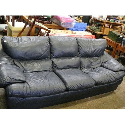 429 - 3 SEATER BLACK LEATHER SOFA AND MATCHING ARMCHAIR