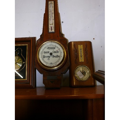 438 - SHORT AND MASON  MID CENTURY  BAROMETER AND A SMALLER BAROMETER