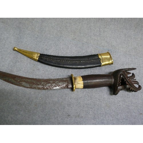 118 - ASIAN/AFRICAN KNIFE IN SCABBARD, DRAGON HEAD