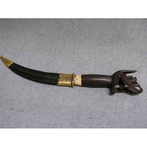 118 - ASIAN/AFRICAN KNIFE IN SCABBARD, DRAGON HEAD