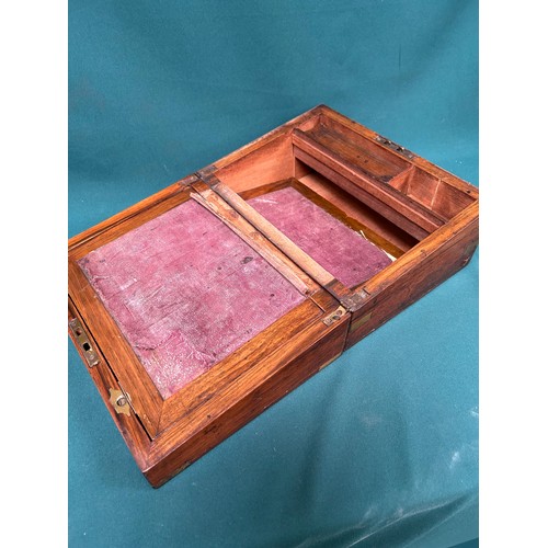 303 - Victorian mahogany writing slope with brass corners and shield