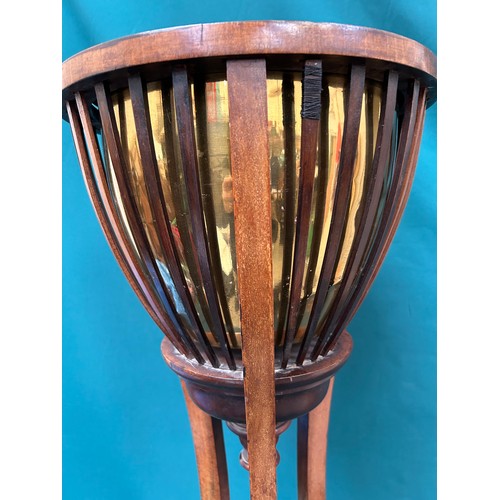 401 - Edwardian Mahogany plant stand with brass jardiniere