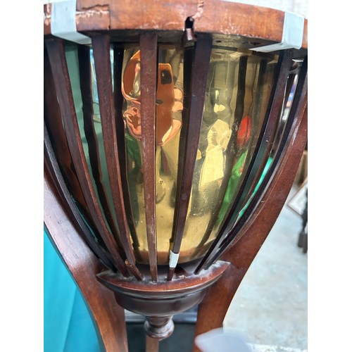 401 - Edwardian Mahogany plant stand with brass jardiniere