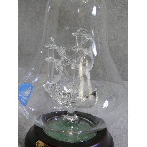 90 - A MODEL OF HMS VICTORY IN AN UNUSUAL BELL SHAPED BOTTLE