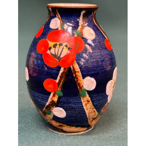 389 - A large Chinese Cloisonne bowl with butterfly & flower design 26cm dia and a small Japanese earthenw... 