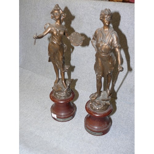 98 - A PAIR OF VERY NICE SPELTER FIGURES, ART AND METIER