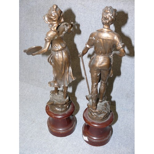 98 - A PAIR OF VERY NICE SPELTER FIGURES, ART AND METIER