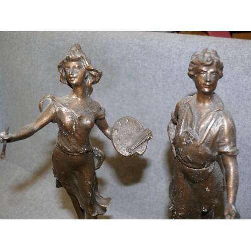 98 - A PAIR OF VERY NICE SPELTER FIGURES, ART AND METIER