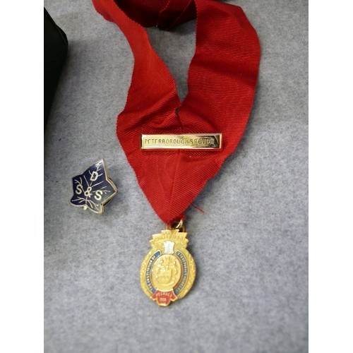 120 - A STRUCTURAL ENGINEERS MEDAL AND LANYARD (PETERBOROUGH SECTION) PLUS ANOTHER ENAMEL BADGE