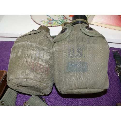 125 - US ARMY  WEBBING WITH 2 WATER BOTTLES IN GOOD CONDITION