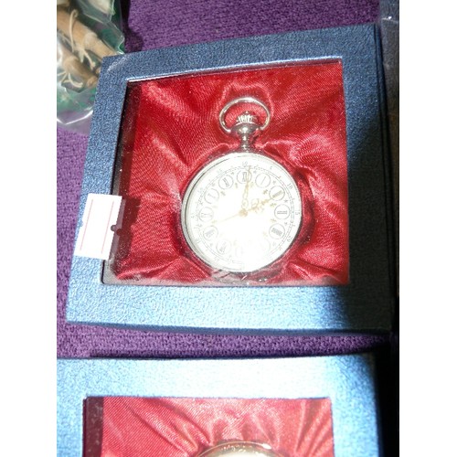 129 - 6 NEW AND BOXED POCKET WATCHES