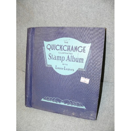 164 - THE QUICKCHANGE ILLUSTRATED STAMP ALBUM WITH LOTS OF CONTENTS