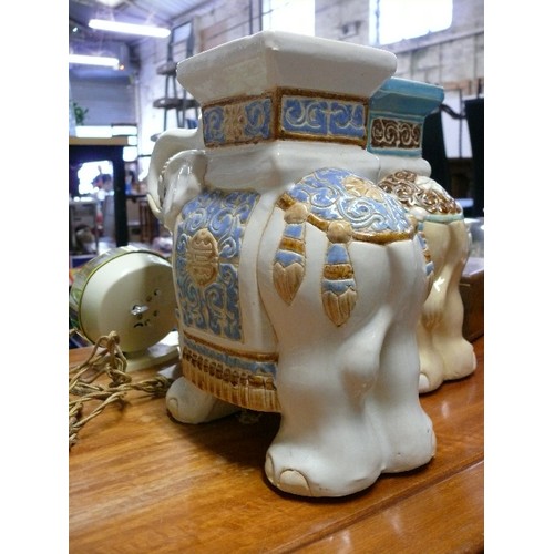 215 - 2 X CERAMIC  DECORATIVE ELEPHANT PLANT  STAND