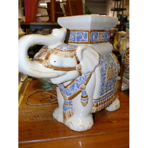 215 - 2 X CERAMIC  DECORATIVE ELEPHANT PLANT  STAND