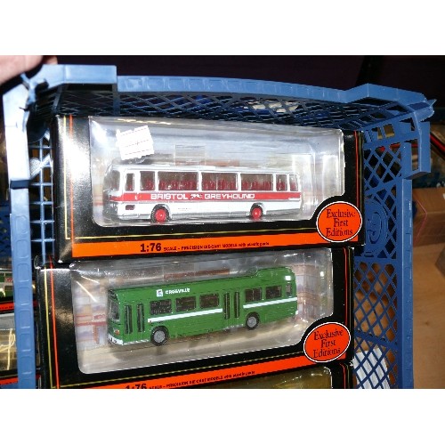 233 - TRAY OF 4 NEW BOXED GILBOW EFE DIECAST BUSES & COACHES INCLUDING MANCHESTER TRAN, ABBOTT'S, CROSVILL... 