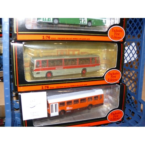 233 - TRAY OF 4 NEW BOXED GILBOW EFE DIECAST BUSES & COACHES INCLUDING MANCHESTER TRAN, ABBOTT'S, CROSVILL... 