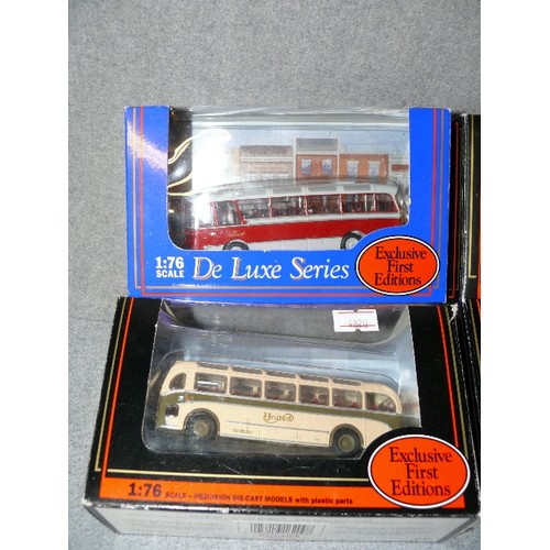 231 - TRAY OF 4 NEW BOXED GILBOW EFE DIECAST BUSES INCLUDING VALLIANT, BRISTOL MW/LS UNITED, BIRMINGHAM CI... 