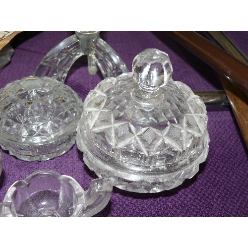 154 - A SELECTION OF CUT GLASS DRESSING TABLE ITEMS