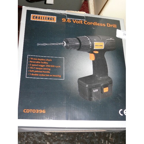 298 - CHALLENGE 9.6 VOLT CORDLESS DRILL IN ORIGINAL BOX