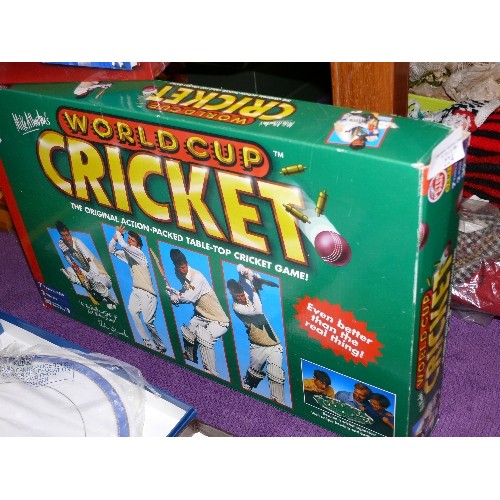 224 - WORLDCUP CRICKET TABLE TOP GAME PLUS A NEW AND SEALED DVD AND BOOK SET