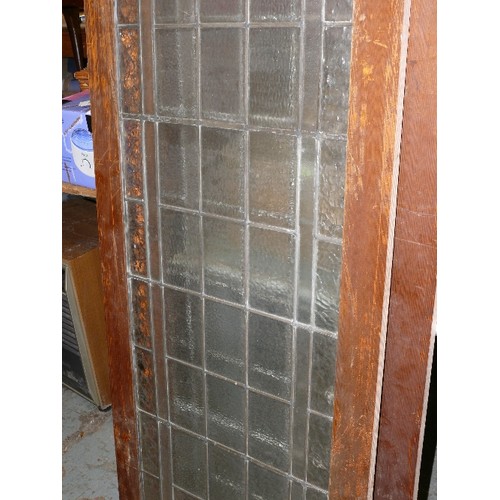 287 - 2 LEADED LIGHT GLASS PANELS 1400MM X 470MM