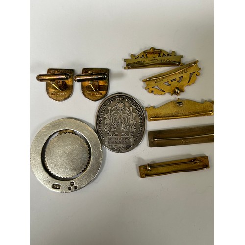 99 - Pair of silver and enamel Masonic Cufflinks, Birm hallmarks by Toye Kenning & Spencer, Derbyshire si... 