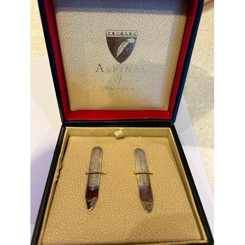 85 - A pair of sterling silver collar stiffeners by Aspinal of London - original box, Birmingham hallmark... 
