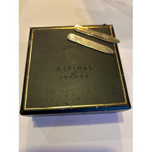 85 - A pair of sterling silver collar stiffeners by Aspinal of London - original box, Birmingham hallmark... 