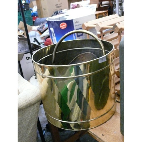 387 - A LARGE BRASS PLANTER PLUS A BRASS HELMET COAL SCUTTLE