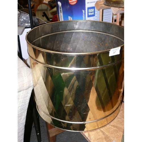 387 - A LARGE BRASS PLANTER PLUS A BRASS HELMET COAL SCUTTLE